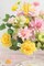 Artificial Flowers Combo Set (Yellow Pink) 9.5"D x 9.5"W x 2"H